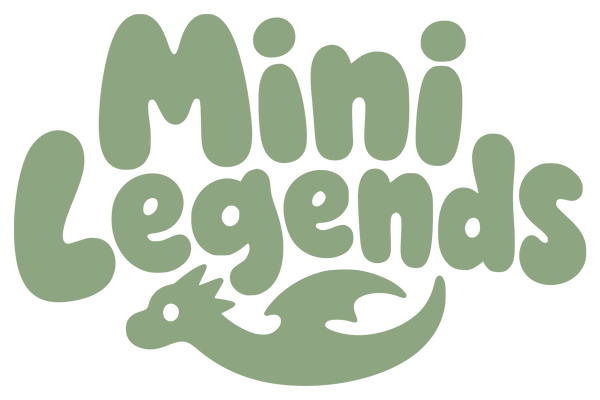 Mini-Legends Logo in Salbeigrün mit Drachen